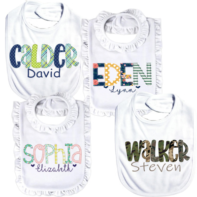 Personalized Alphabet Soup Baby Bib