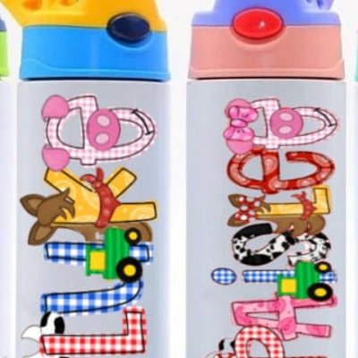 Farm Alphabet Soup Personalized Water Bottle