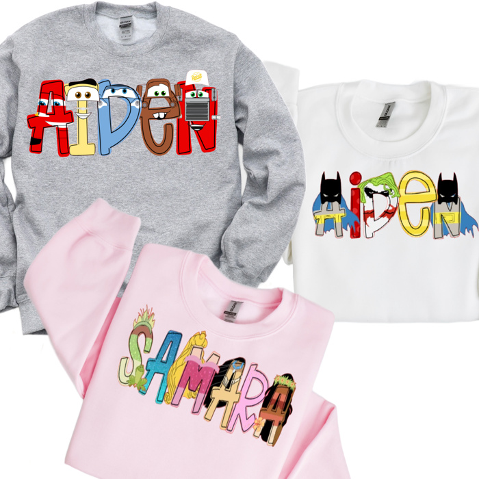 Character Vacation Personalized Sweatshirt | Sizes 2T-12Y | 26 Character Choices