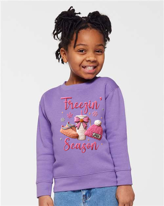 Freezin' Season Sweatshirt Yarn Design Cozy Season | Sizes 2T-7Y