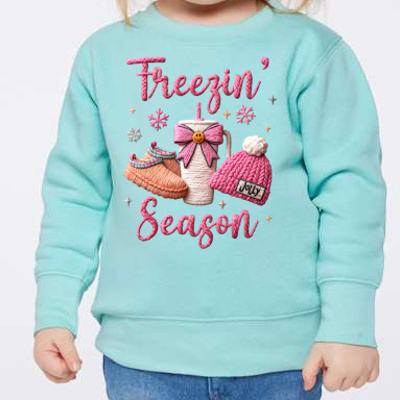 Freezin' Season Sweatshirt Yarn Design Cozy Season | Sizes 2T-7Y