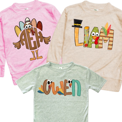 Turkey Name Tee Kids | 4 Designs