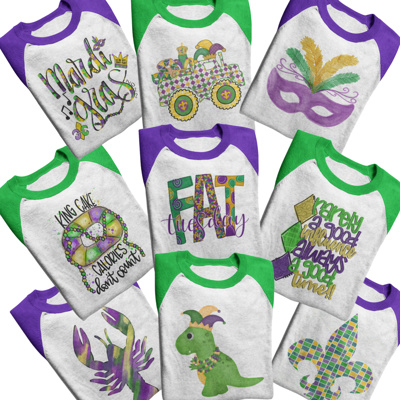 MARDI GRAS Raglan Tee | Toddler and Kids | 13 Designs