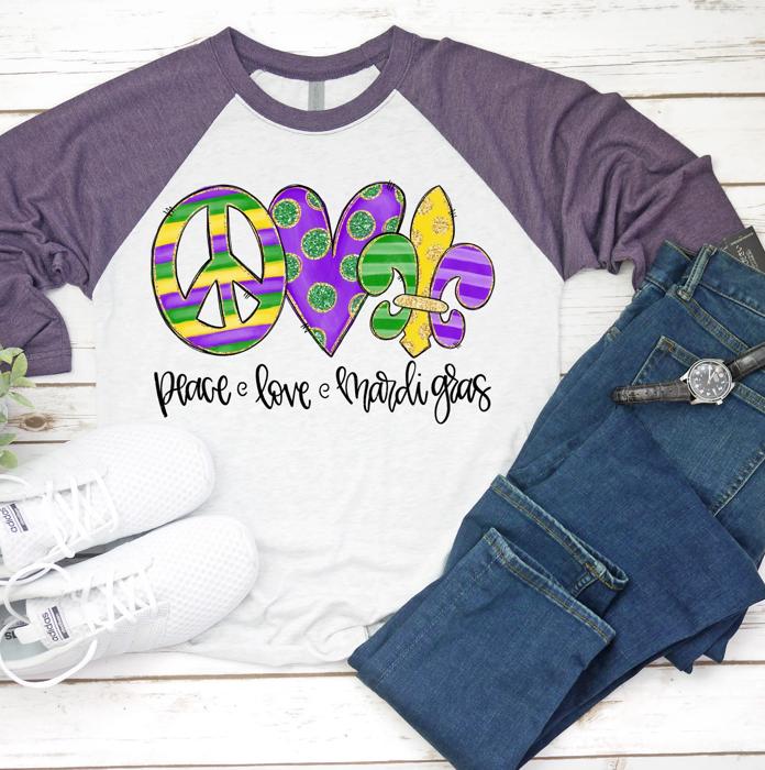 MARDI GRAS Raglan Tee | Toddler and Kids | 13 Designs