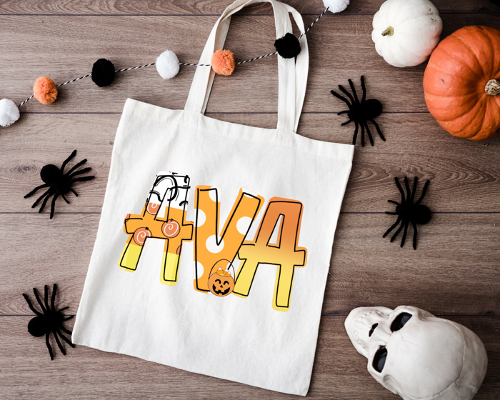 Monster Mash Personalized Halloween Trick or Treat Bag | 11 Alpha Options
