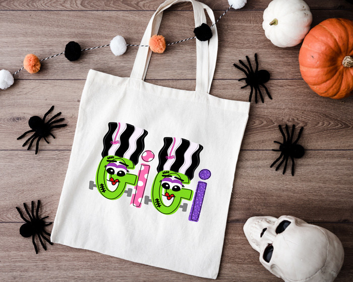 Monster Mash Personalized Halloween Trick or Treat Bag | 11 Alpha Options