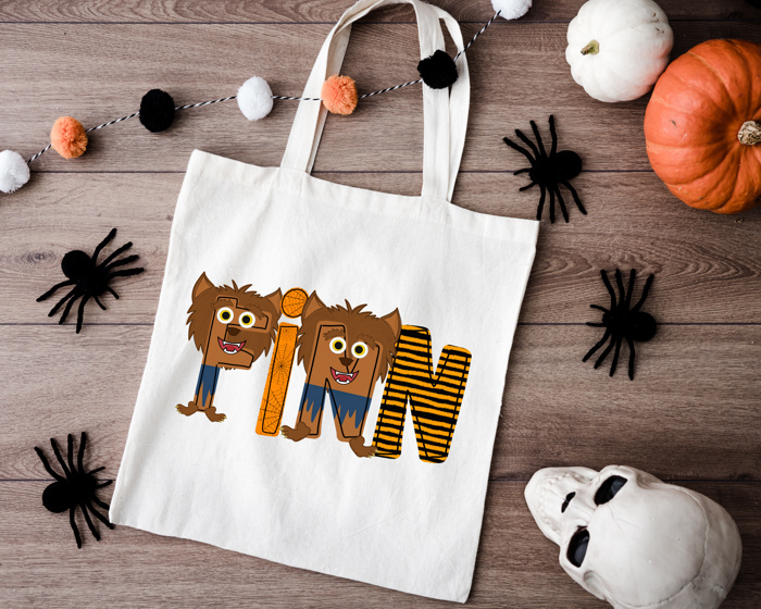 Monster Mash Personalized Halloween Trick or Treat Bag | 11 Alpha Options