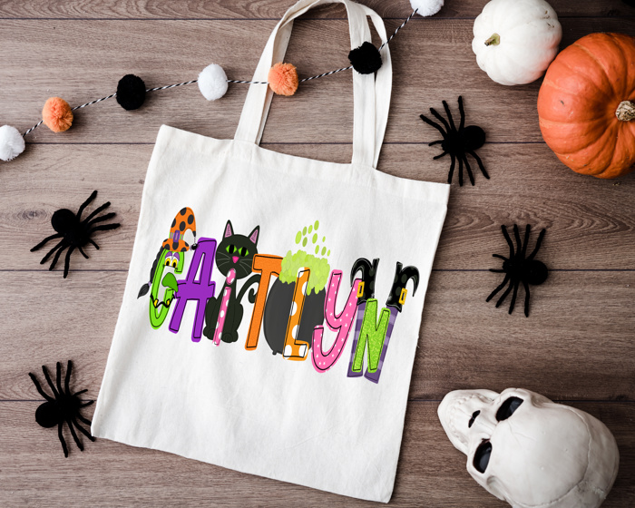 Monster Mash Personalized Halloween Trick or Treat Bag | 11 Alpha Options