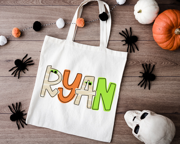 Monster Mash Personalized Halloween Trick or Treat Bag | 11 Alpha Options