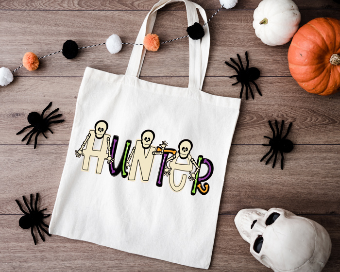 Monster Mash Personalized Halloween Trick or Treat Bag | 11 Alpha Options