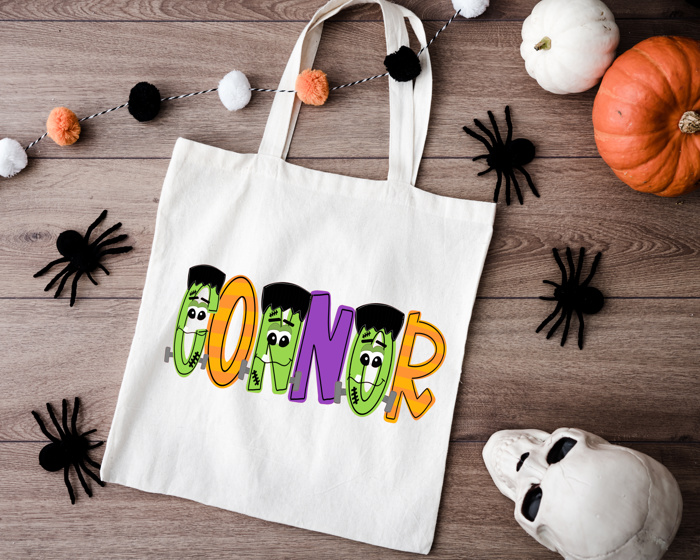 Monster Mash Personalized Halloween Trick or Treat Bag | 11 Alpha Options