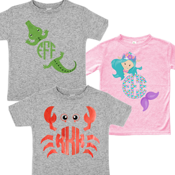 Summer Themed Monogram Tees Personalized | 8 Patterns| 2T-10Y