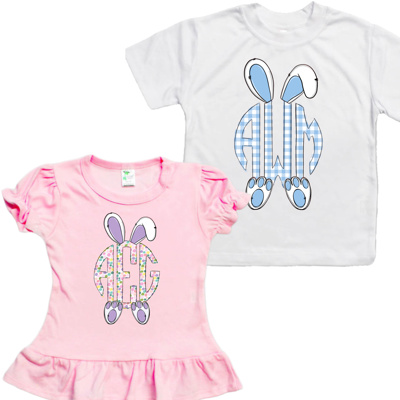 Easter Monogram Bunny Personalized Tee | Sizes 2T-10