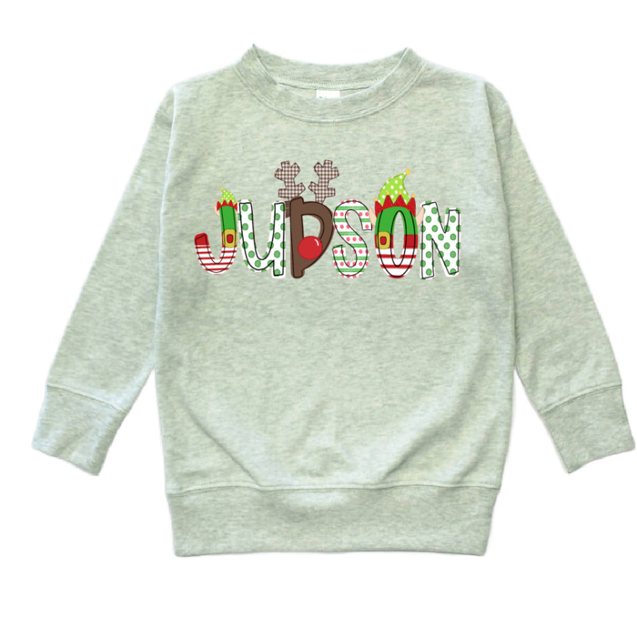 Holiday Name Tee Personalized Christmas | Sizes 2T-10Y | 8 Alphas