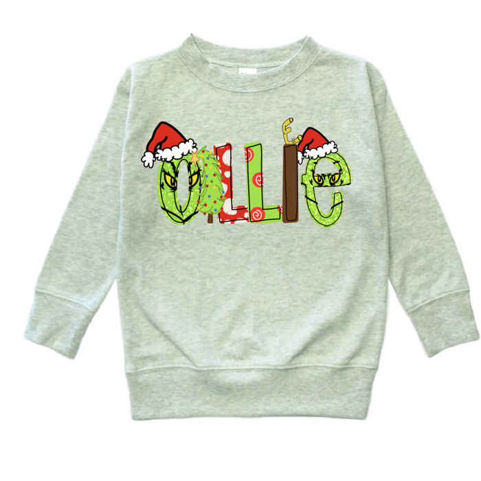 Holiday Name Tee Personalized Christmas Theme and Character | Sizes 2T-10Y | 8 Alphas