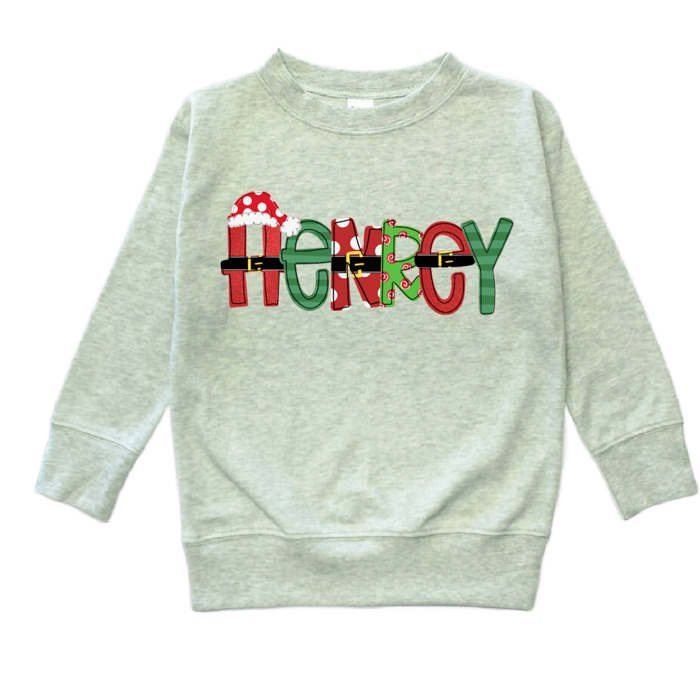 Holiday Name Tee Personalized Christmas | Sizes 2T-10Y | 8 Alphas