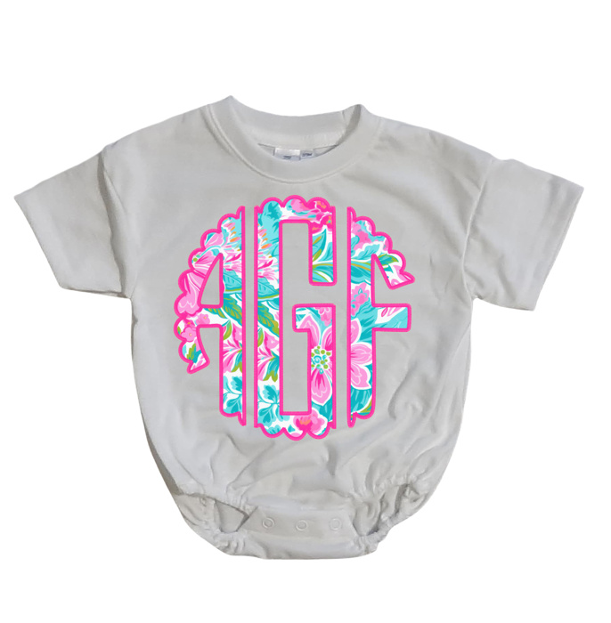 Preppy Monogram Baby Bubble Personalized