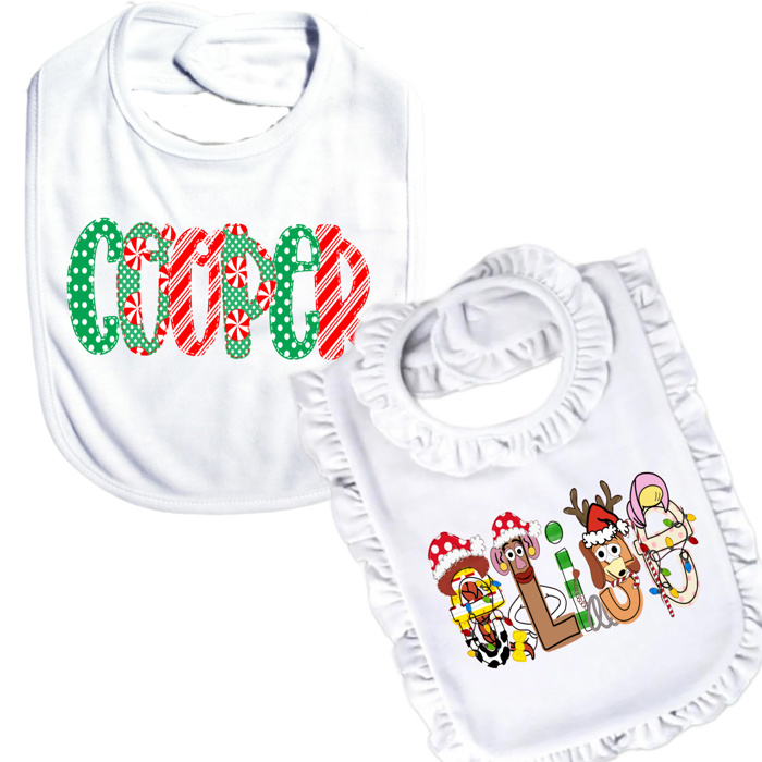 Holiday Name Baby Bib Personalized Christmas