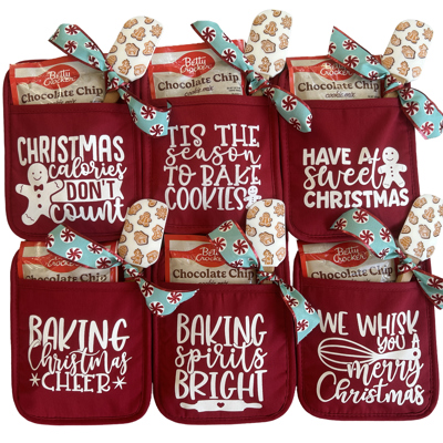 Cheerful Holiday Potholder with option to add a Spatula