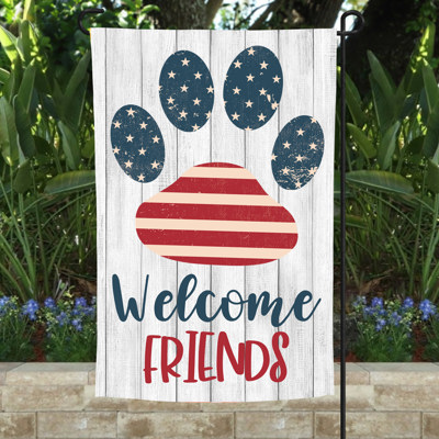 Garden Flag - Welcome Friends Patriotic Paw