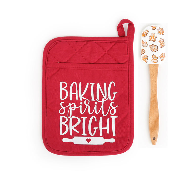 Cheerful Holiday Potholder with option to add a Spatula