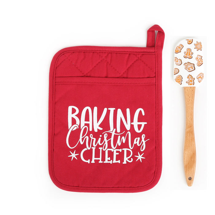 Cheerful Holiday Potholder with option to add a Spatula
