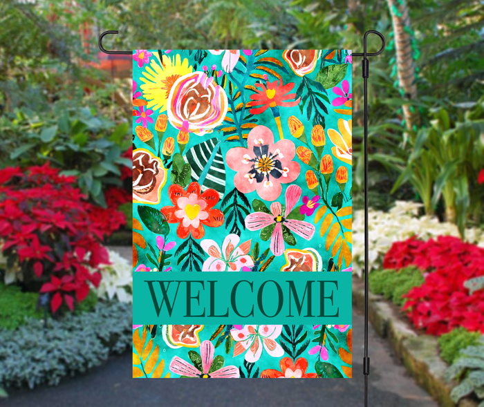 Garden Flag - Welcome Green Fern
