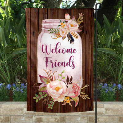 Garden Flag - Welcome Friends Mason Jar
