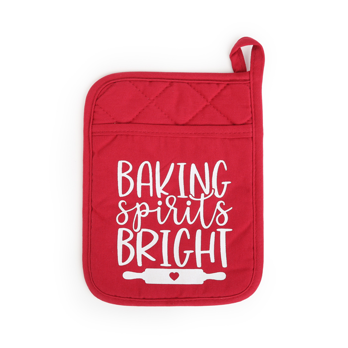Cheerful Holiday Potholder with option to add a Spatula