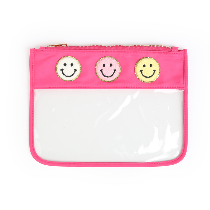 Colorful Clear Pouches with Varsity Letter Patches