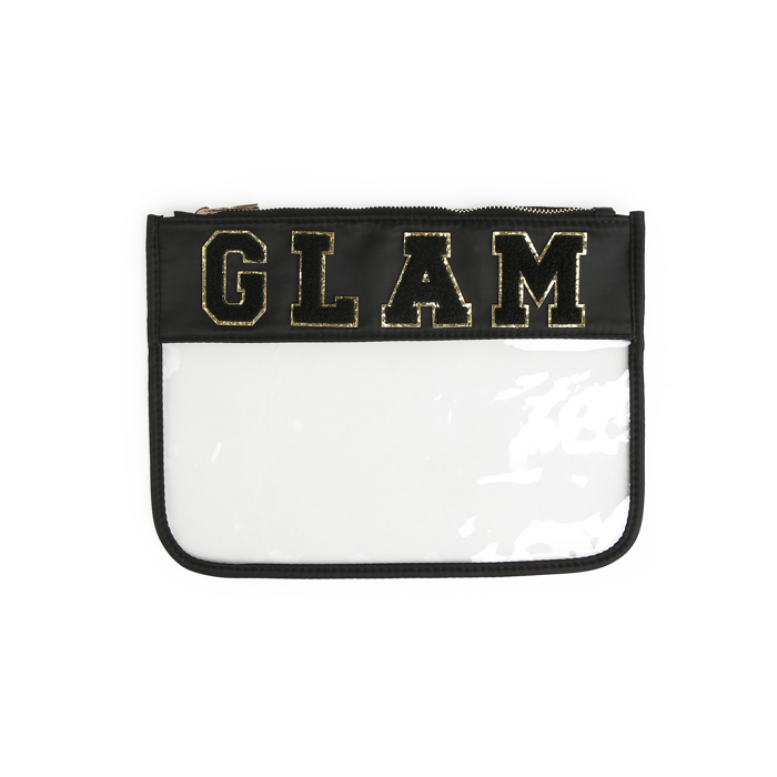 Colorful Clear Pouches with Varsity Letter Patches