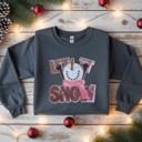 Small Crewneck Sweatshirt - Charcoal Let It Snow Chenille and Sequin Snowman
