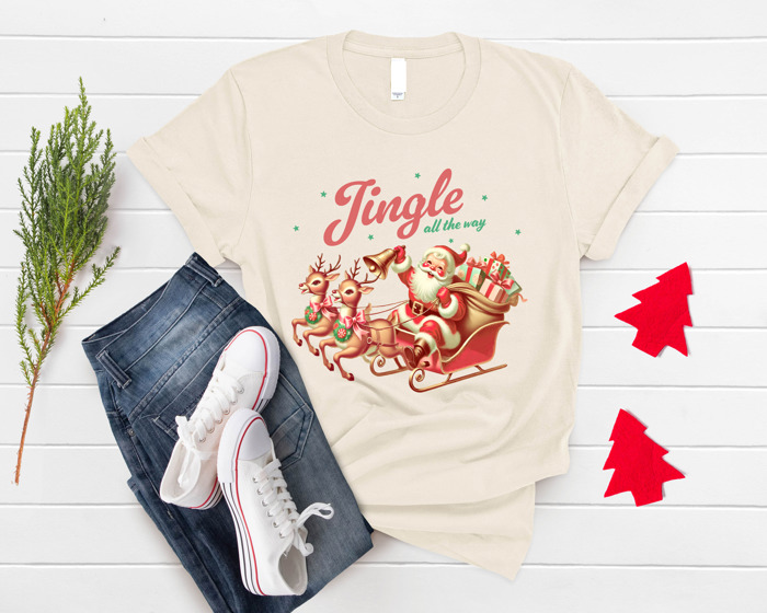 Tee - Jingle All the Way Holiday Christmas Santa T-shirt