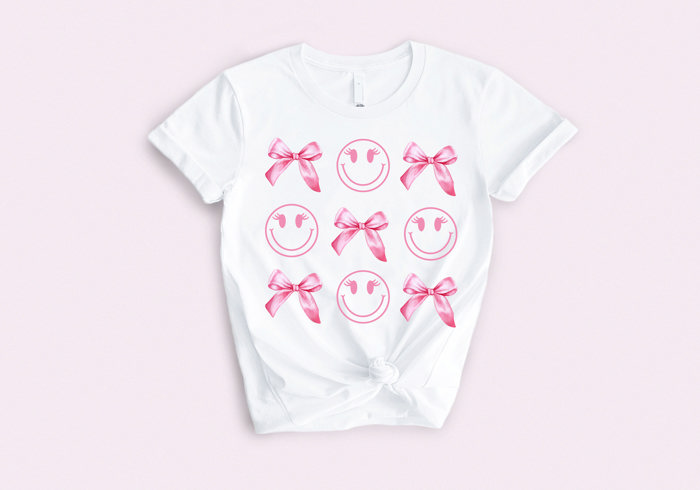Tee - Pink Bows and Smileys T-Shirt