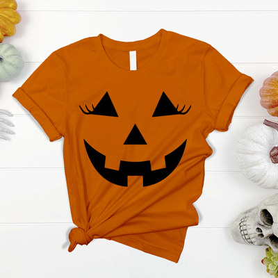 Tee - Pumpkin Jack-o-Lantern with Eyelashes T-Shirt