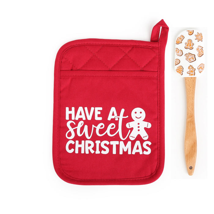 Cheerful Holiday Potholder with option to add a Spatula
