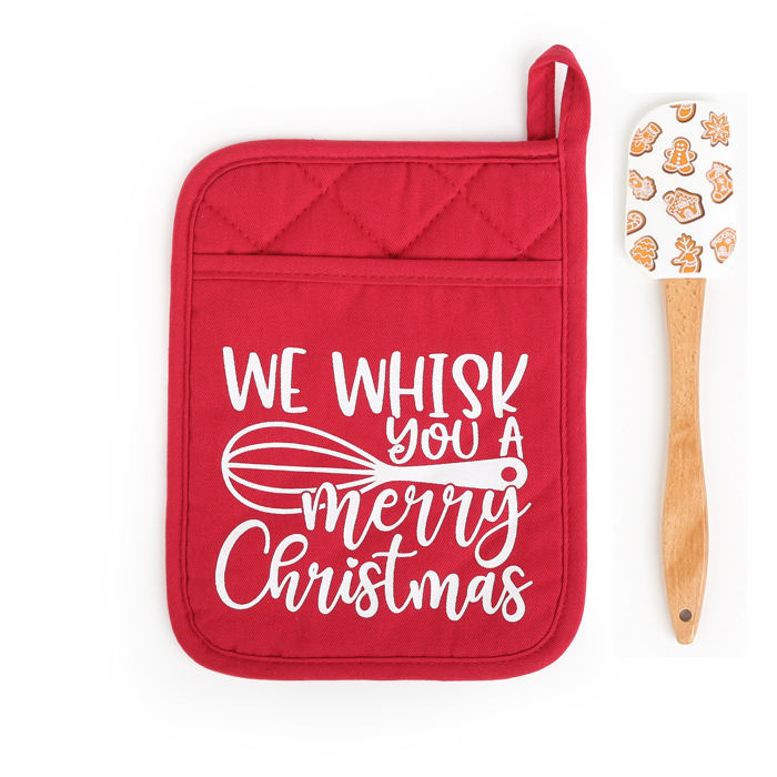 Cheerful Holiday Potholder with option to add a Spatula
