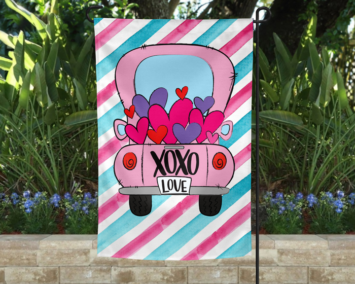 Garden Flag - Pink XOXO Truck