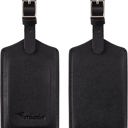 Black Personalized Leather Luggage Tag - FREE Shipping