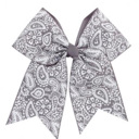 Grey Paisley Personalized Hair Bow