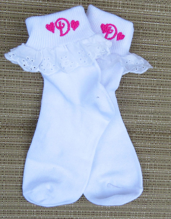 Personalized Little Girl Eyelet Trim Socks
