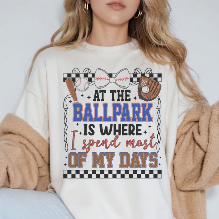 Ballpark Is Where I Spend Most Of My Days Comfort Colors Tee, Baseball Mom Shirt, Funny Game Day Outfit, Gift for Sports Mom