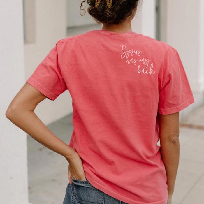 Jesus Has My Back Christian Comfort Colors Tee – Bold Faith Graphic Shirt for Women, Inspirational Religious Tee with Western Flair