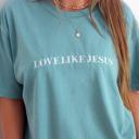 Large Watermelon Embroidered Love Like Jesus Christian T-Shirts for Women Faith Religious Gift Short Sleeve Tops Comfort Colors Graphic Tee Cotton