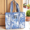  Embroidered Cotton Quilted Bag, Block Print Tote Bag for Women, Boho Travel Bag, Handmade Shoulder Purse, Large Floral Weekender, Bridesmaid