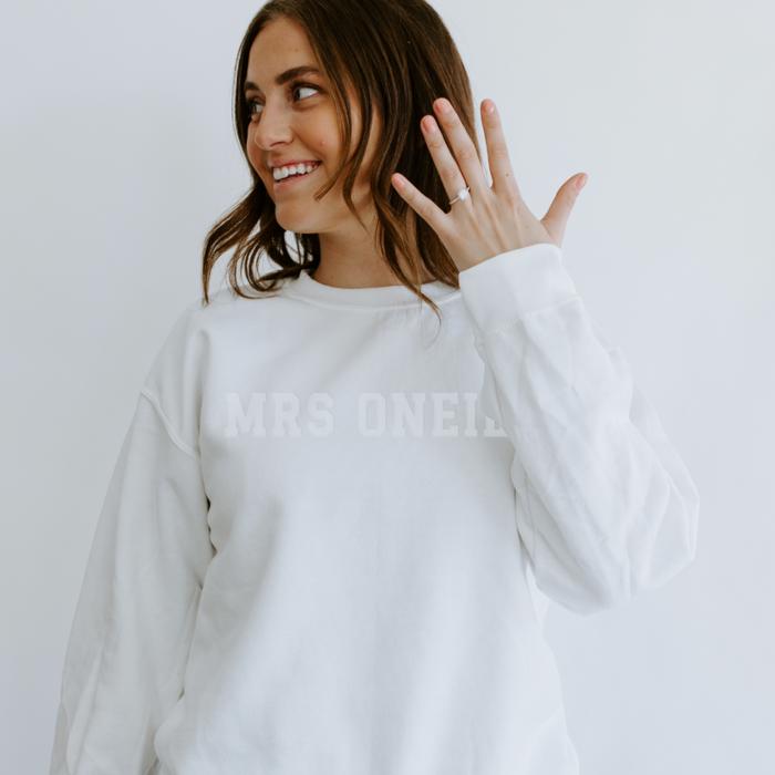 Custom Embossed Sweatshirt, City State or Area Code Name Sweatshirt, Custom School Sweatshirt Mascot Team Name Monotone Sweater