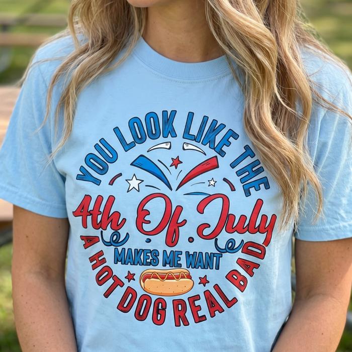 4th of July Patriotic Flag Shirts for Women, You Look like the 4th Of July All-American Comfort Colors Tee, Red, White & Cute, Freedom Looks Good on You Graphic Tee