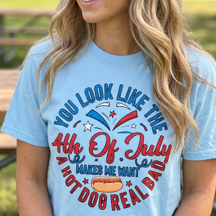 4th of July Patriotic Flag Shirts for Women, You Look like the 4th Of July All-American Comfort Colors Tee, Red, White & Cute, Freedom Looks Good on You Graphic Tee