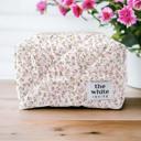  Custom Embroidered Flower Makeup Bag, Quilted Cosmetic Pouch, Personalized Toiletry Bag for Women, Makeup Organizer, Gift for Mom, Gift for Her
