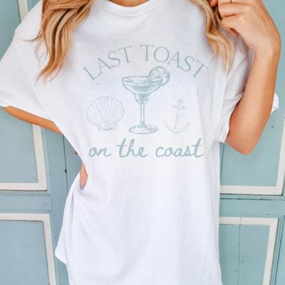 Last Toast on the Coast Comfort Colors Tee – Trendy Coastal Bachelorette Shirt for Women, Cute Beach Party Graphic Tee